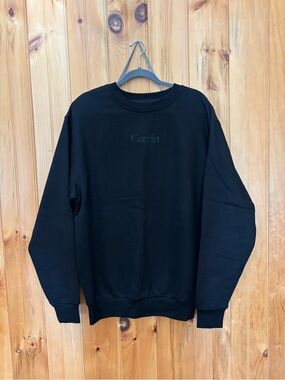 Comfrt Embroidered Black Men's Crewneck Sweatshirt